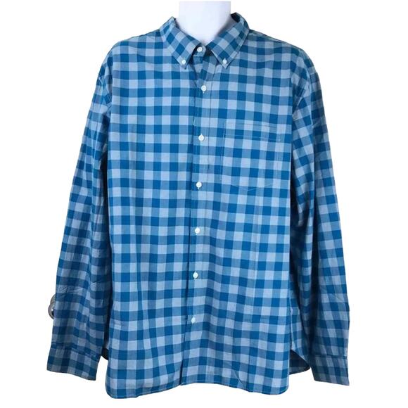 Old Navy Classic Shirt Regular Fit XXL Blue White Check NWT - Picture 1 of 7